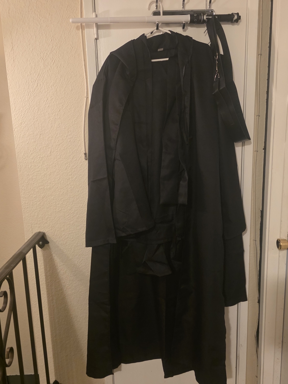 Star Wars Jedi Sith Cosplay Costume Men's XXL Black Robe Tunic Pants Belt Sword